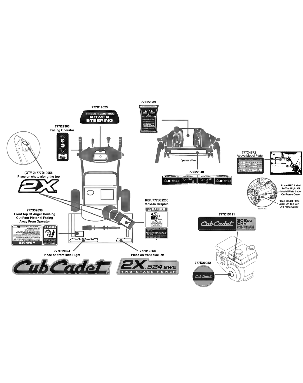 Label Map 31bm53tr710 Diagram and Parts List for 2X524SWE (31AM53TR756-31BM53TR709-31BM53TR710)(2015) Cub Cadet Snow Blower